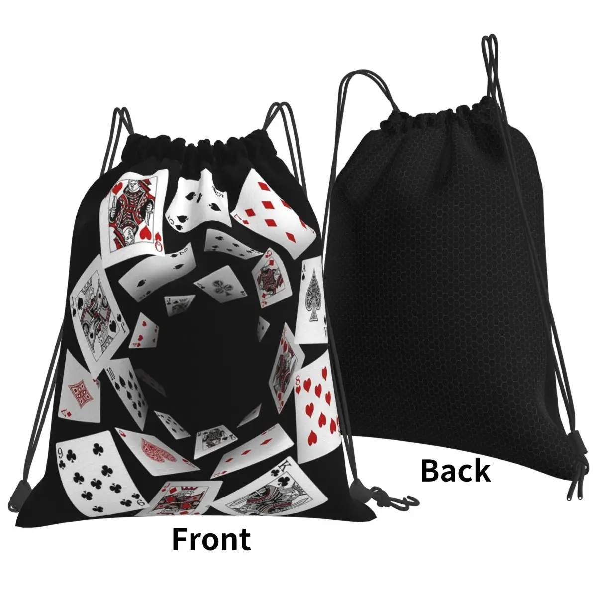 Falling Poker Card Backpacks Fashion Drawstring Bags Sports Bag Book Bags for Travel School
