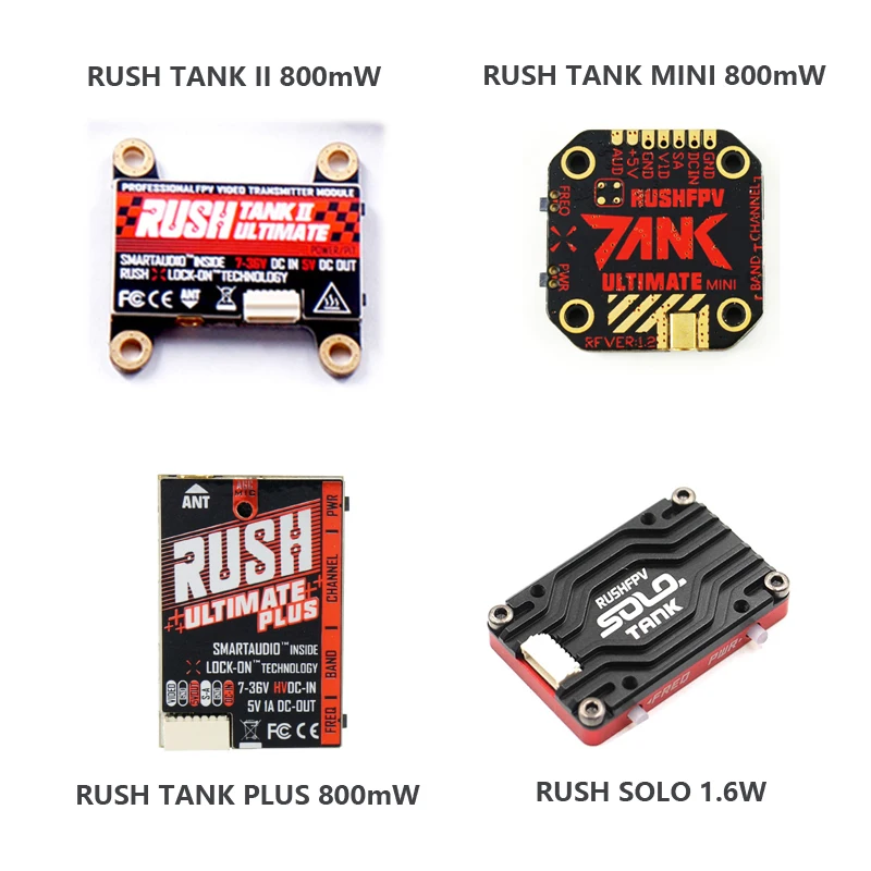 

RUSH TANK Ultimate II/Mini/PLUS/solo VTX 5,8 ГГц 48 каналов 2-8 с 800 мВт/1,6 Вт вишневая антенна видеопередатчика для гоночного дрона FPV