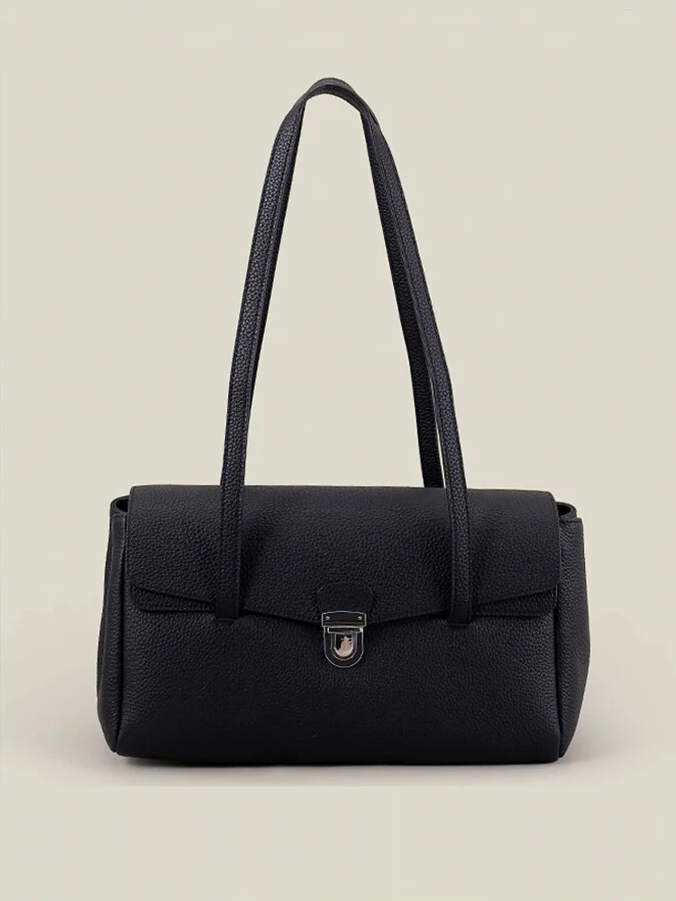 

Top Layer Cowhide Women's Casual Commute Handbag Luxry Designer Cow Leather Briefcase Ladeis Large Capacity Shoulder Armpit Bag