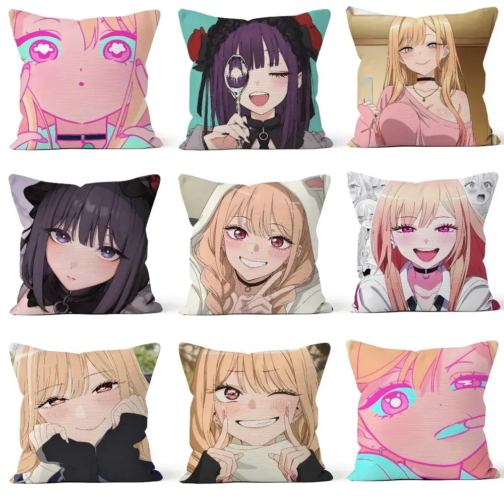 Anime My Dress-Up Darling Marin Kitagawa Cushion Cover Throw Pillow Soft Short Plush Cozy Durable For Sofa Bedroom Home Decor