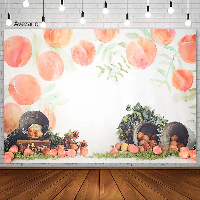 

Avezano Photography Background Peach Fruit Newborn Birthday Party Kids Portrait Cake Smash Backdrop Photo Studio Decor Photozone