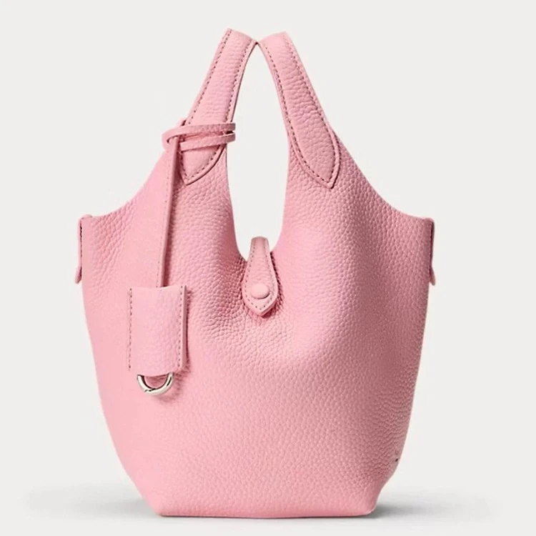 Women  genuine leather bucket bag, women's commuter shoulder crossbody handbag, casual fashionable versatile purse