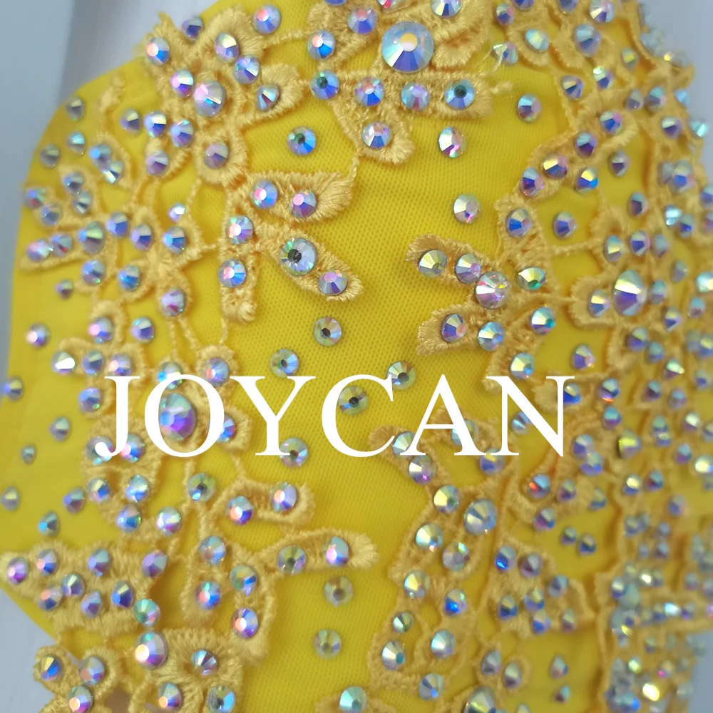 JoyCan فستان رقص غنائي أصفر ملابس رقص الجاز القطب ملابس الرقص فتاة أداء التدريب