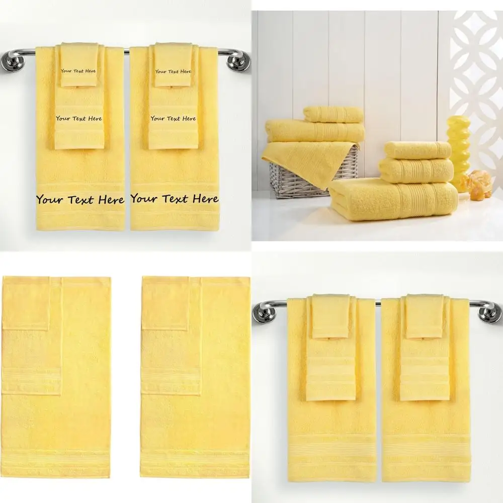 

Luxury 6-Piece Cotton Towel Set - Bath, Hand & Washcloth - Soft, Absorbent - Personalized with Embroidered Name or Monogram - Hi