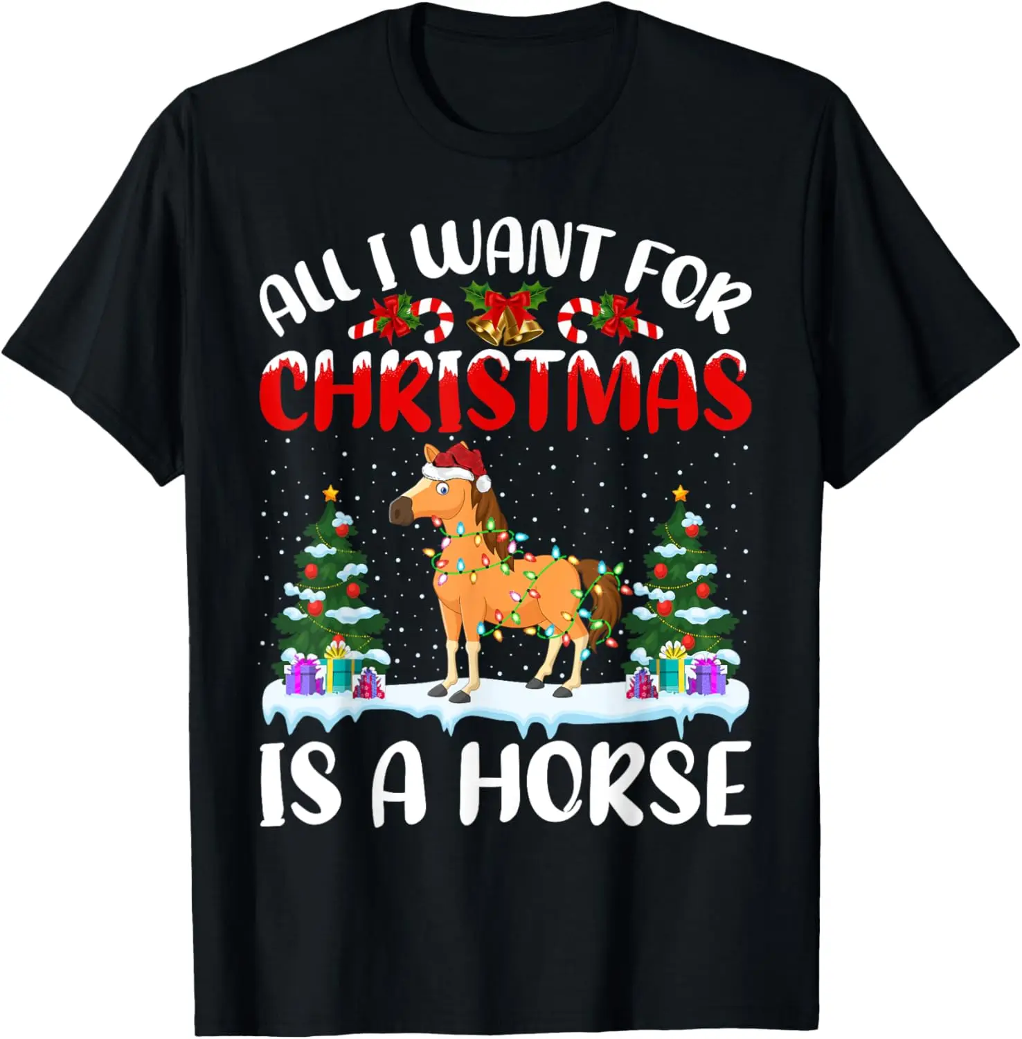 

Funny Santa Hat All I Want For Christmas Is A Horse T-Shirt