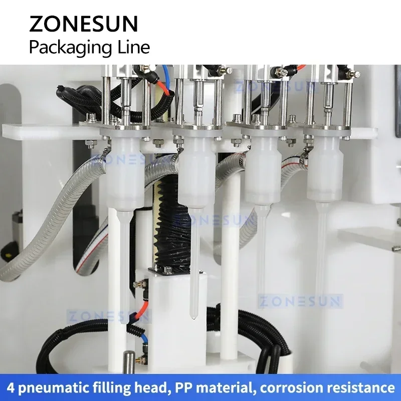 Zonesun – Machine de remplissage et de capsulage de ligne d'emballage, pour produits chimiques, remplissage de liquide corrosif ZS-FAL180F6