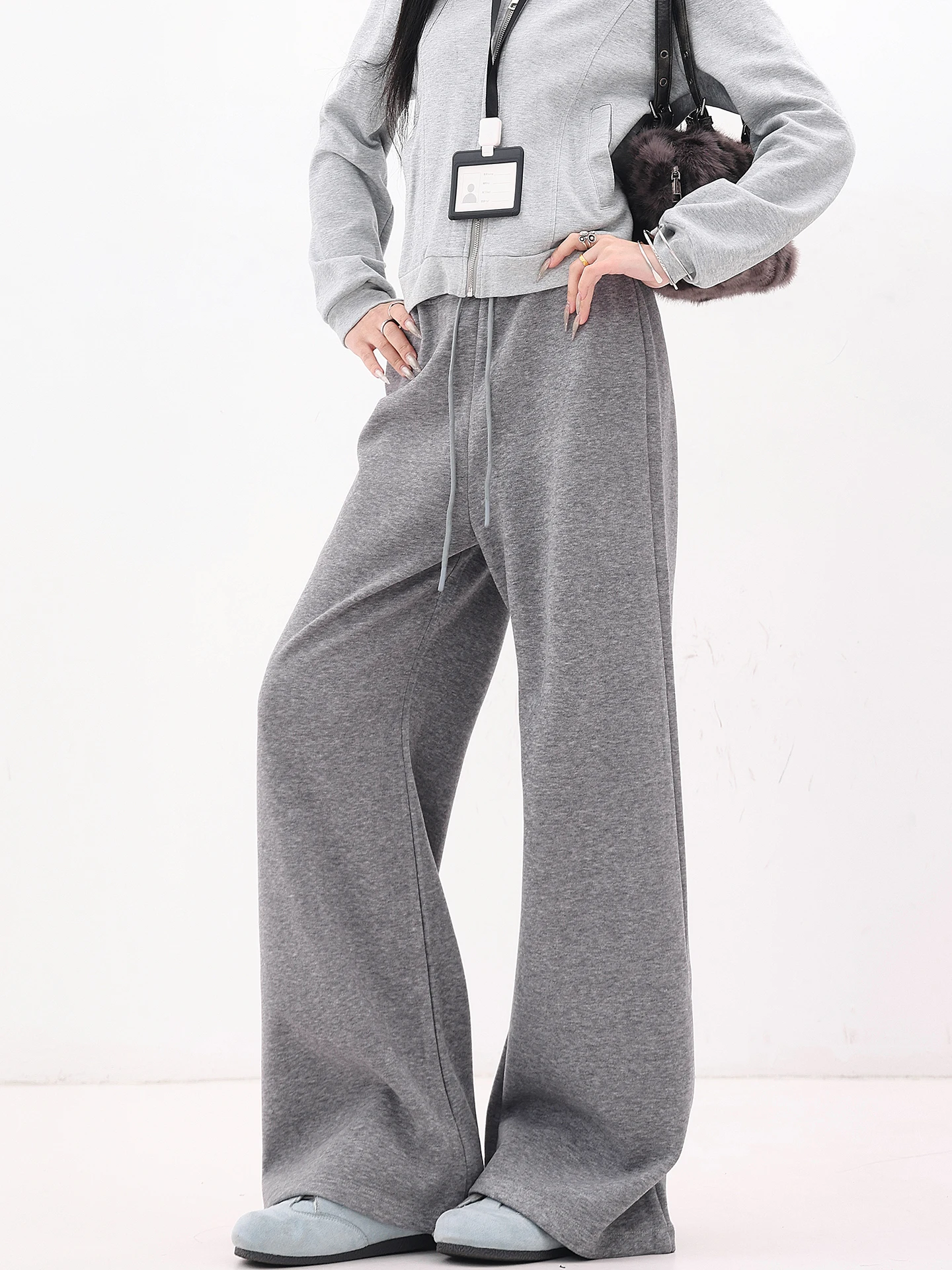 

Женские повседневные брюки-клеш с широкими штанинами, на резинке и со шнурком, микро-клеш, в пол, свободного кроя