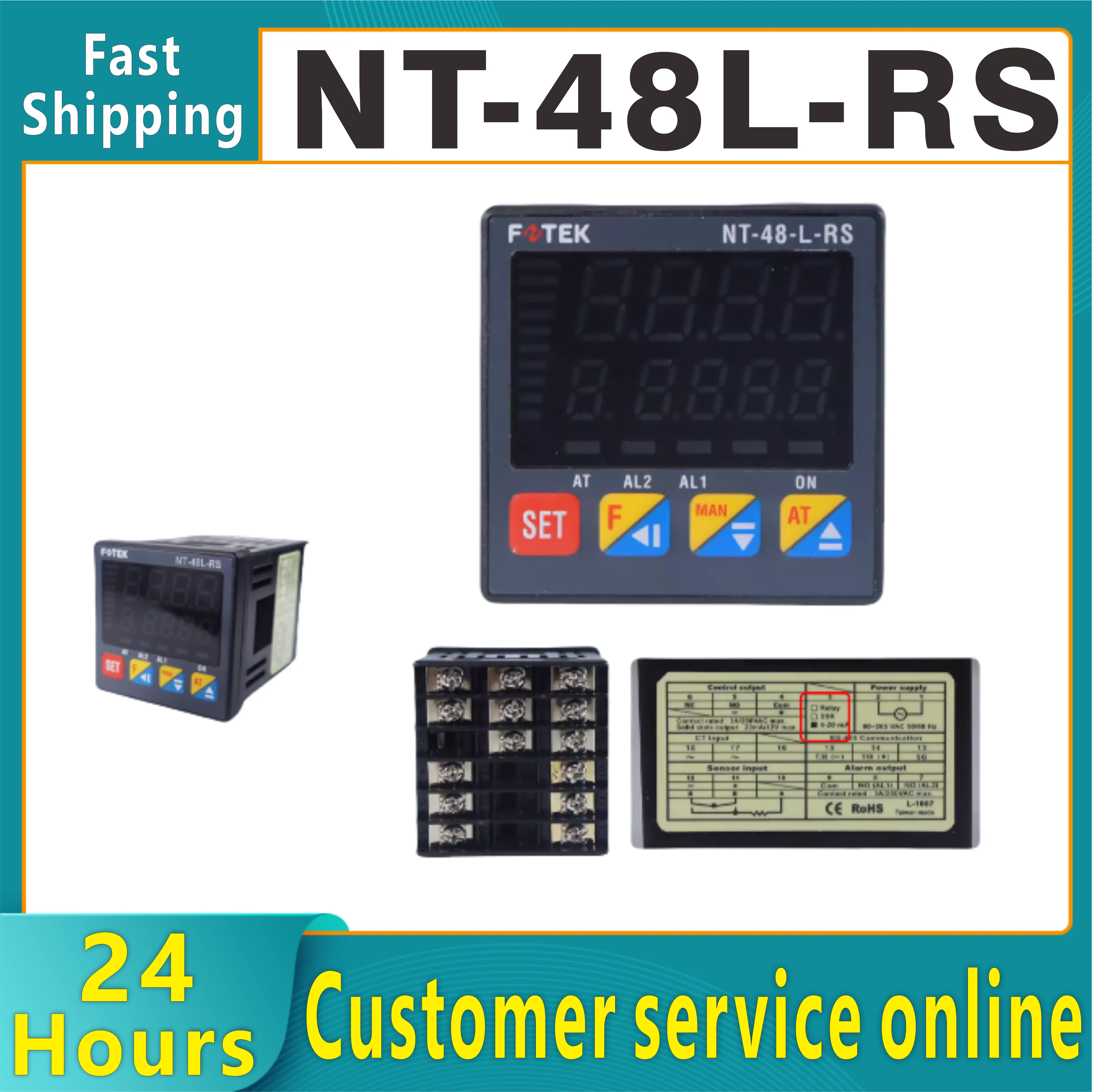 

FOTEK Temperature Controller Intelligent Fully Automatic Temperature Controller with 485 Communication NT-48R NT48L-RS