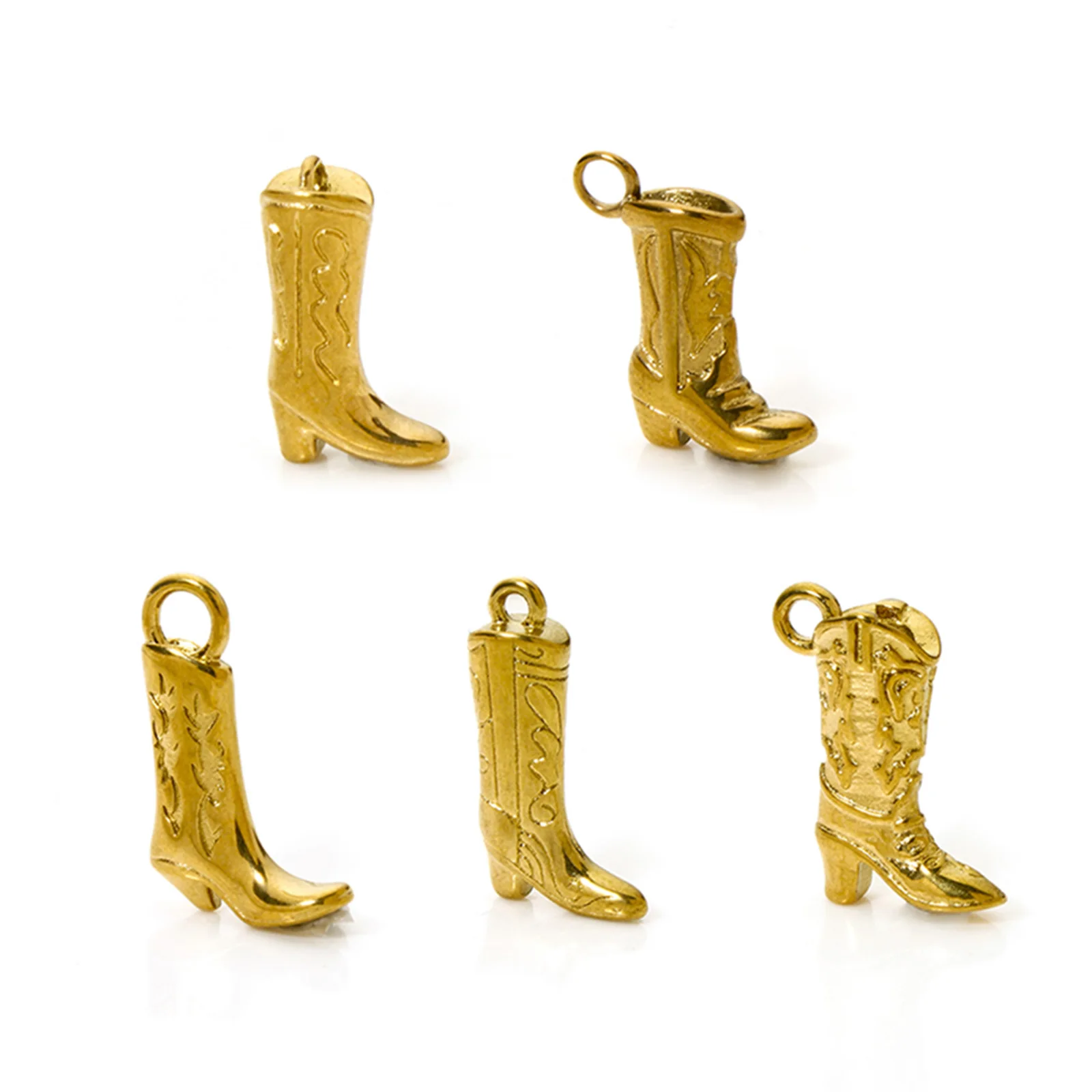 1 Piece 304 Stainless Steel West Cowboy Charms Boots 3D Enamel Shoe Boots Charm Metal Necklace Jewelry Making