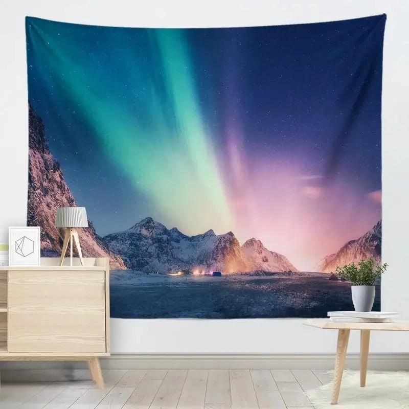 Mountain and River Tapestry Snow Rock Starry Sky Series Tapestry Wall Hanging Aesthetic Tapestry for Living Room Bedroom Decor