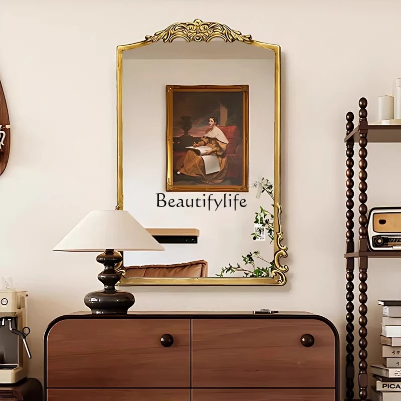 

*Bathroom Shaped bathroom mirror Bedroom porch French retro decorative mirror wall hanging