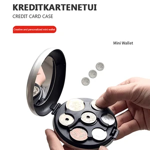 Mini Euro Coin Storage Box mit Spiegel, tragbarer Reisebox, Aluminiumlegierung, kreisförmiger, null Brieftasche, kreative Münzbörsen, Mode 8 Spiegeltasche der Hauptverkäufe - №1