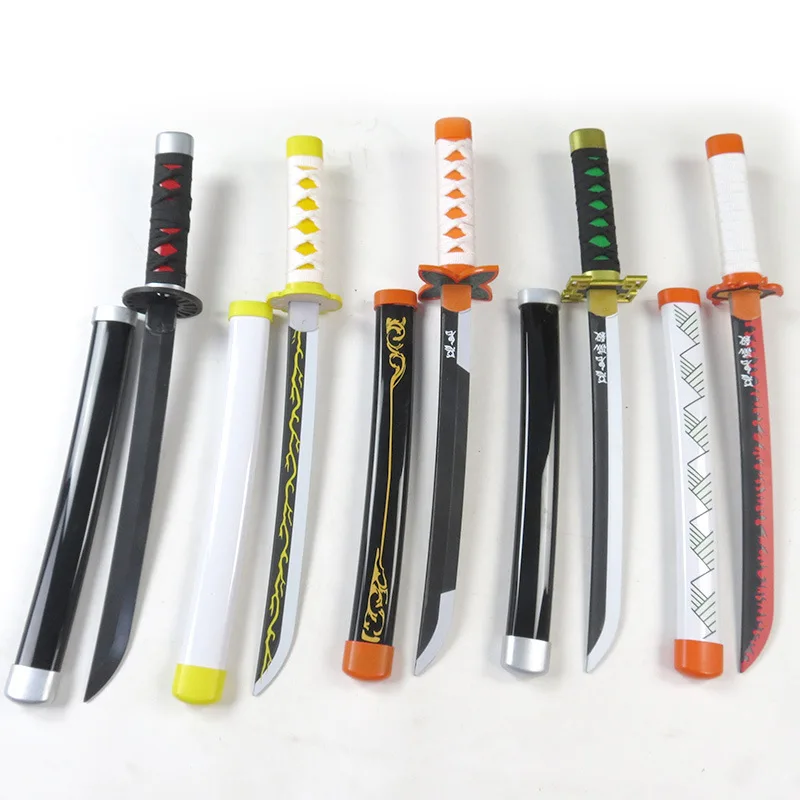 42 cm/16,54 pulgadas plástico Nylon Demon Slayer Katana colección espada samurái Kamado Tanjirou Agatsuma Zenitsu Cosplay arma Prop niño
