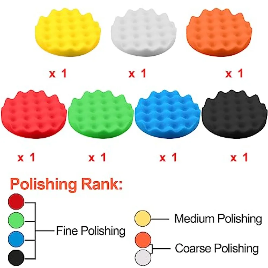 2 Pieces Car Polisher Buffing Pads Car Polishing Pad Kit Foam Polish Pads Wax Bonnets Polisher Buffer Attachment for Drill