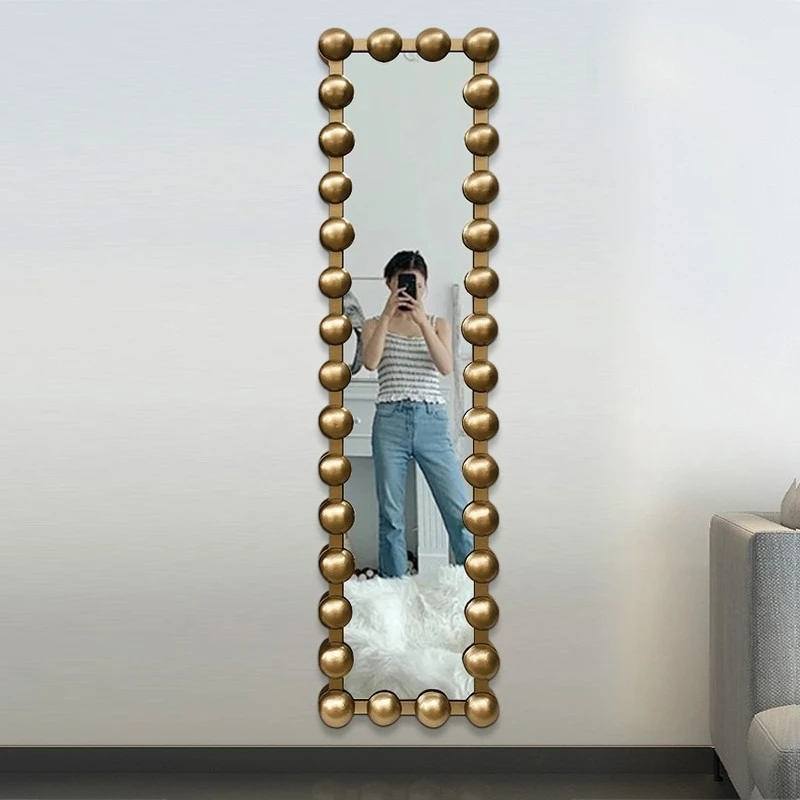 French retro full-length mirror household wall hanging extremely narrow bedroom light luxury American wall hanging ultra-narrow