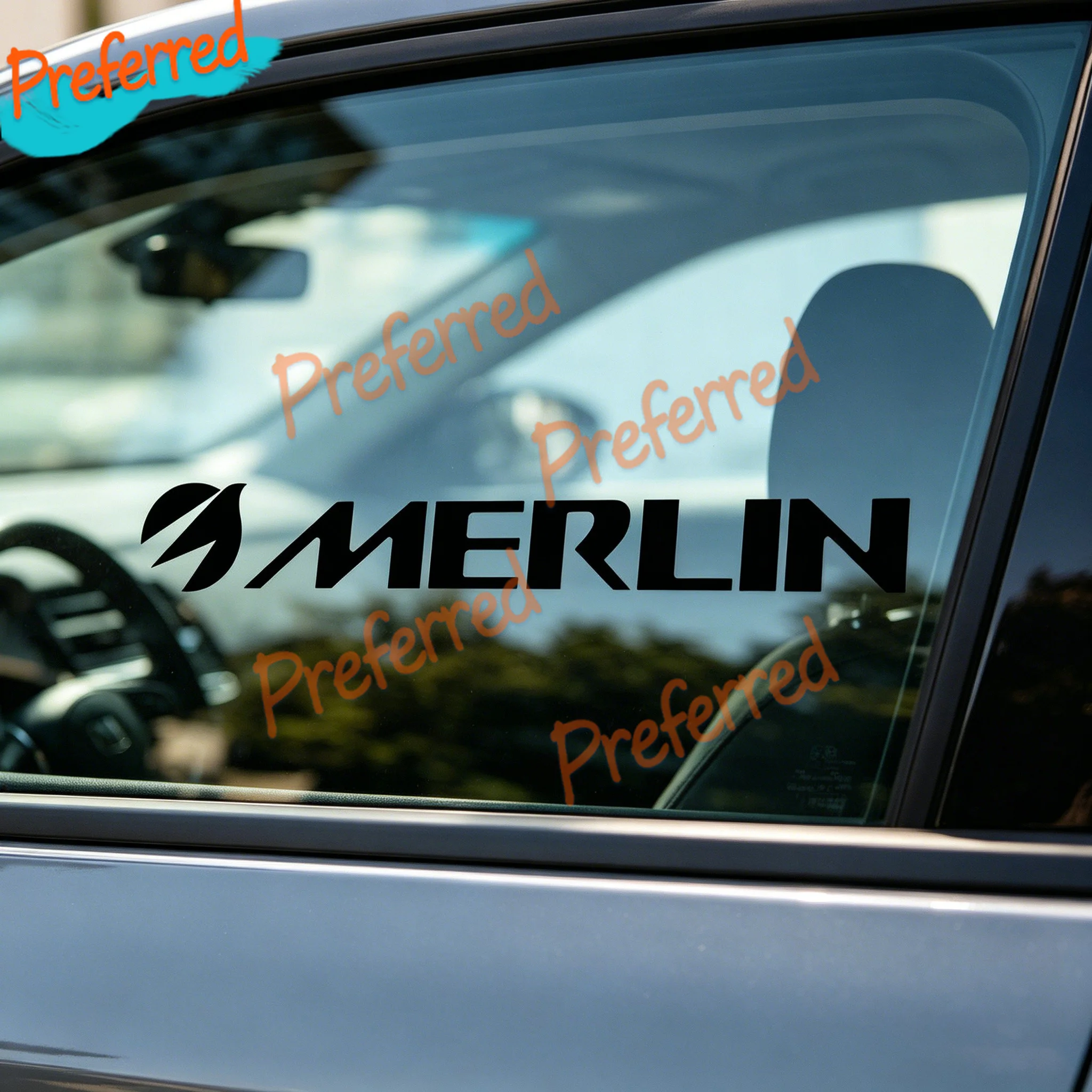 

2x Pegatinas Vinilo JDM Merlin Logo Design Bike Helmet Decal Die Cut Sticker Customizable in Any Sticker Size -No Background