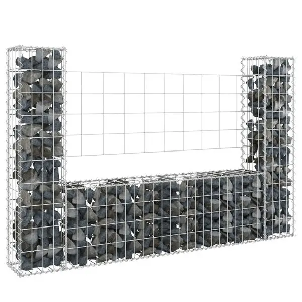 

U-shape Gabion Basket with 2 Posts Iron 55.1"x7.9"x39.4"