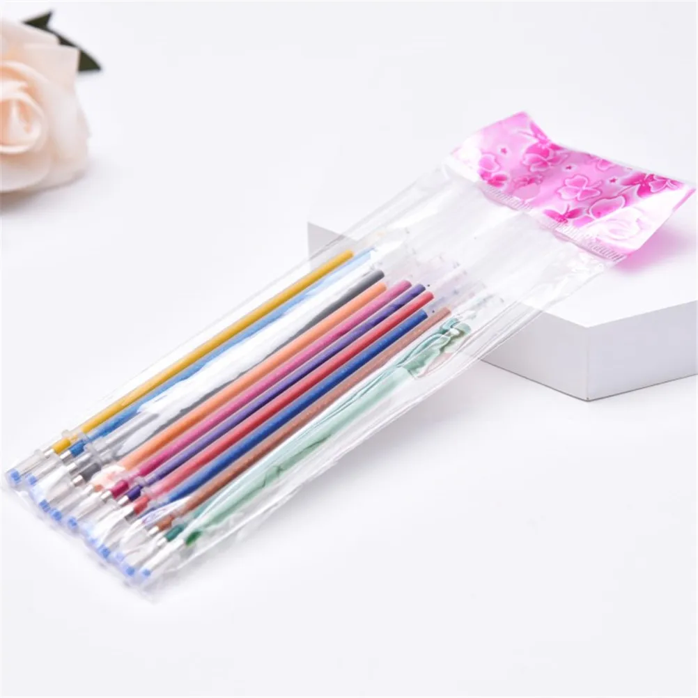 48pcs Colors Gel Pen Fluorescent Gel Ink Pen Refills Watercolor Brush Colorful Stationery Replacement Signature Rods Stationery