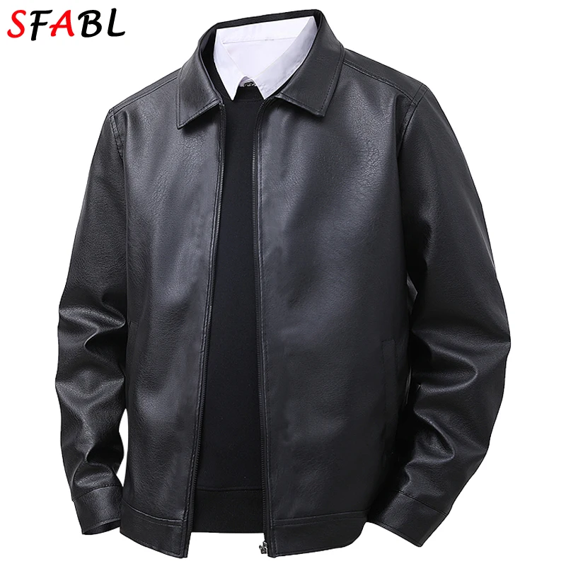 

Новая осенне-зимняя мужская кожаная куртка, модная мотоциклетная байкерская куртка из искусственной кожи, мужская ветровка, верхняя одежда, мужская куртка, черная L-3XL