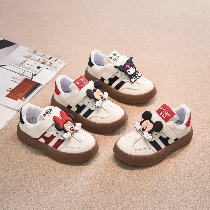 Mickey Mouse Disney Minnie Mouse Kids Sneakers Kawaii Ventilation Non-Slip Wear-Resisting Comfortable Casual Shoes Children Gift