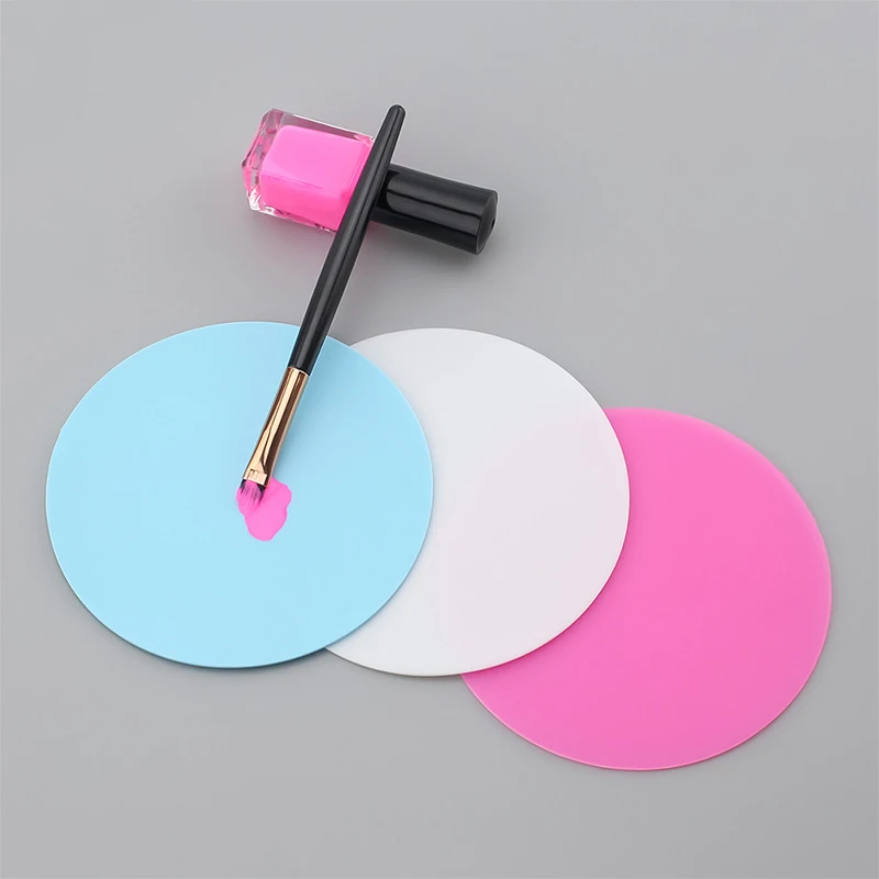 Nail Palette Circle Tray Makeup Silicone Mixing Tray Paint Pallets Nail Polish Holder Round Shape Nail Art Tool Painting Gel