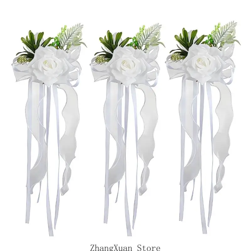 Hochzeitsauto-Rosenornament für Spiegelplatzierung und Zeremonien-Styling 3XUF – Detail 5