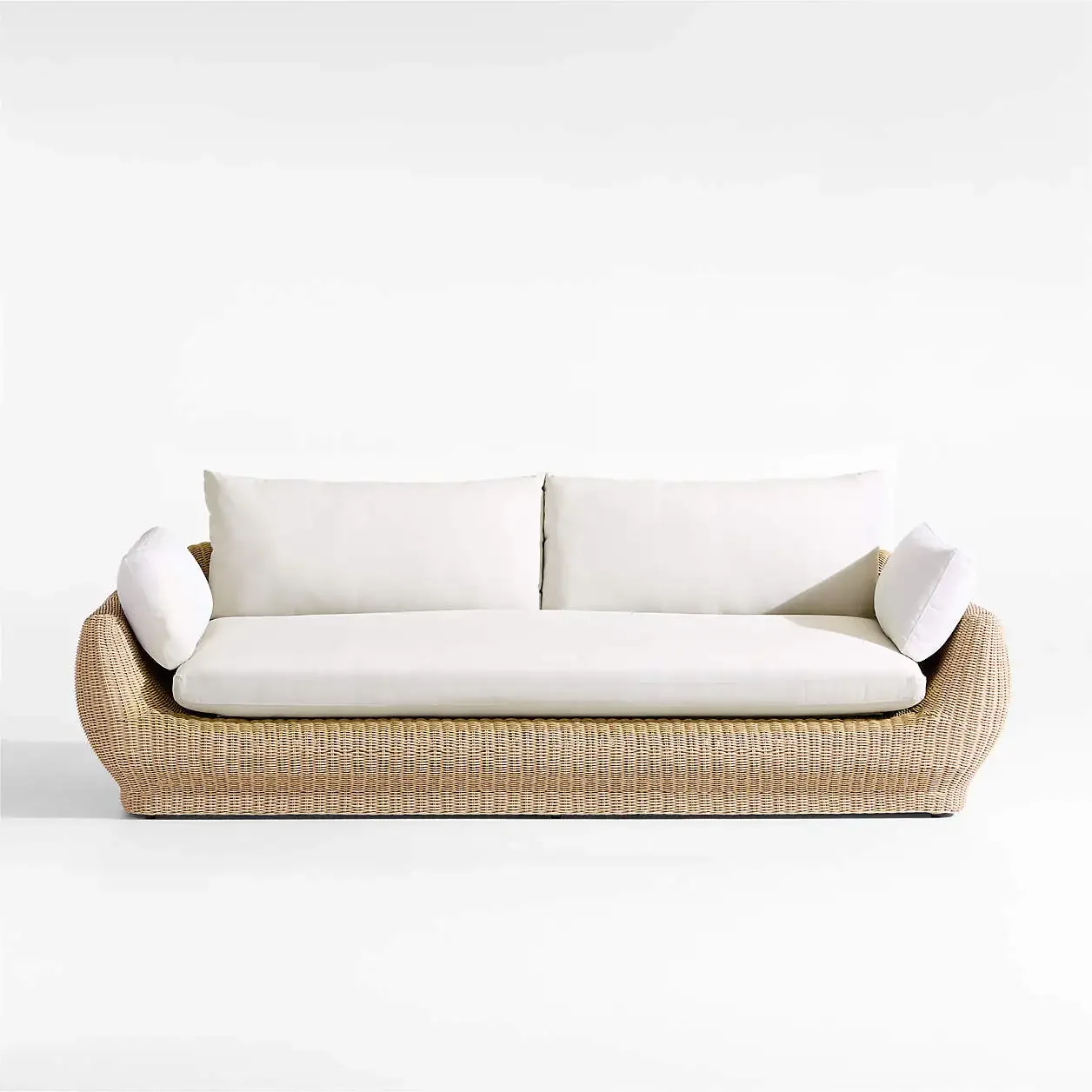 

For Modern Style Three-Seater Outdoor Furniture Long Rattan Sofa Set New Model Rattan with Wood for Hotels Patios Gardens