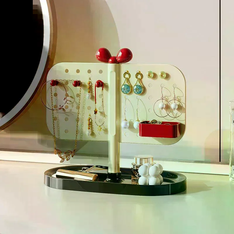 Schmuck Display Stand Mit Tablett Lagerung Racks Ohrringe Halsketten Ringe Schmuck Boxen Fall Desktop-Organizer Halter Make-Up Dekor