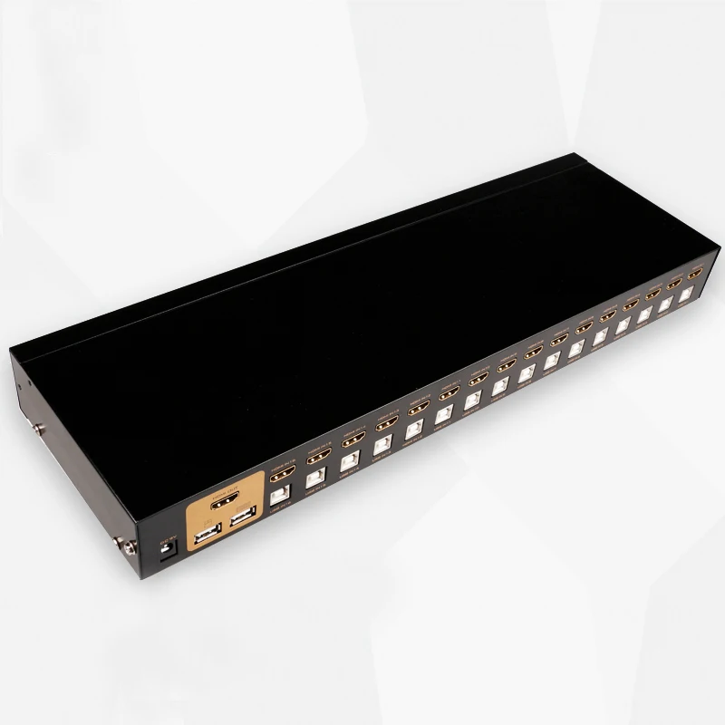 Hot Sale MT-VIKI HDMI USB KVM Switch 16 Port 16x1 Auto Scan Industrial Grade Rack Mount HDMI USB KVM Switcher