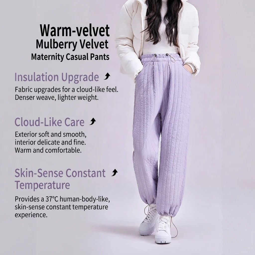 Maternity Pants Loose Outer Wear Autumn Winter Thermal Thickened Warm Slimming Adjustable Foot Comfortable for Pregnant Women