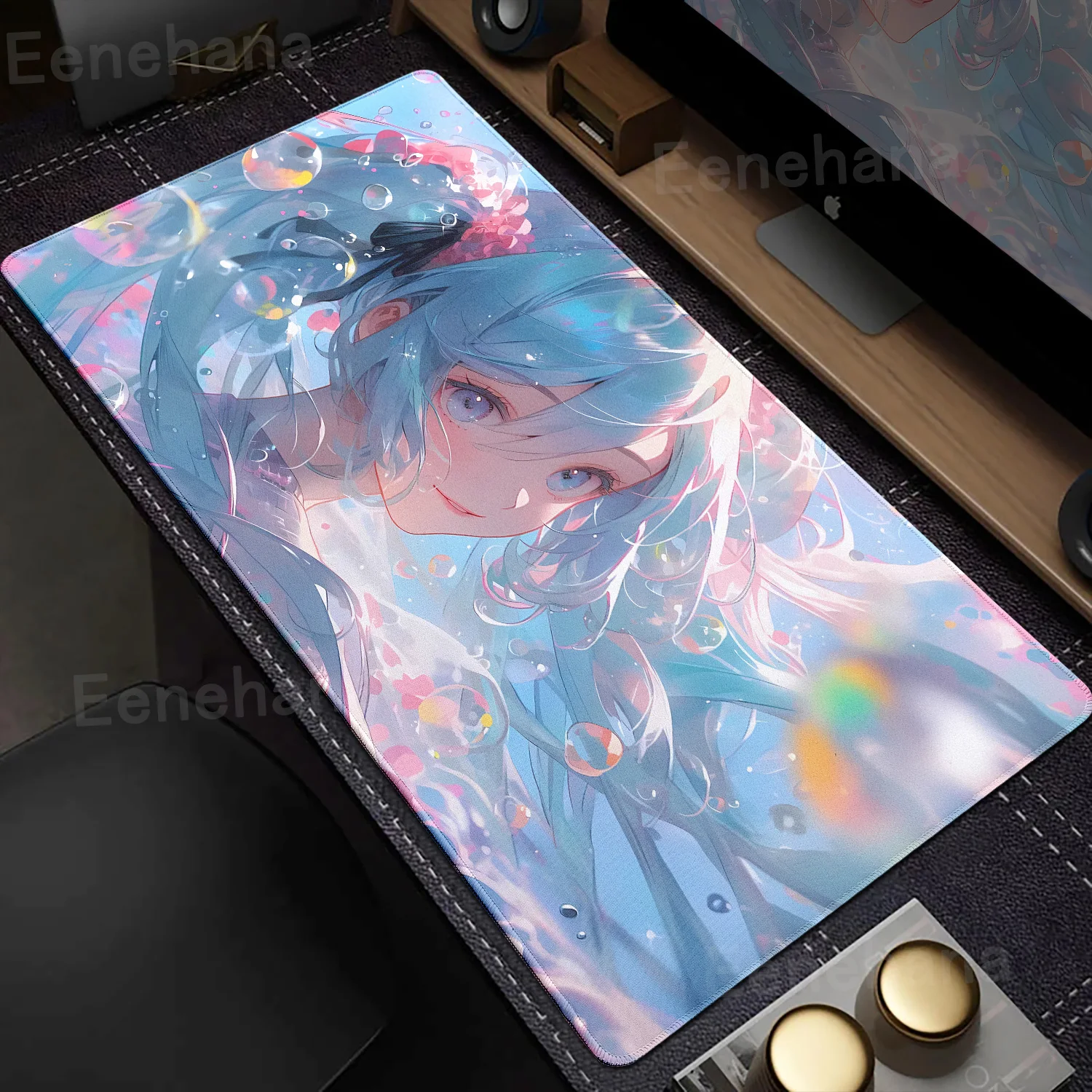 Anime kız oyun mavi saç Mouse Pad sevimli HD pembe Kawaii masa pedi genişletilmiş oyun klavye matı büyük XXL ofis kaymaz halı