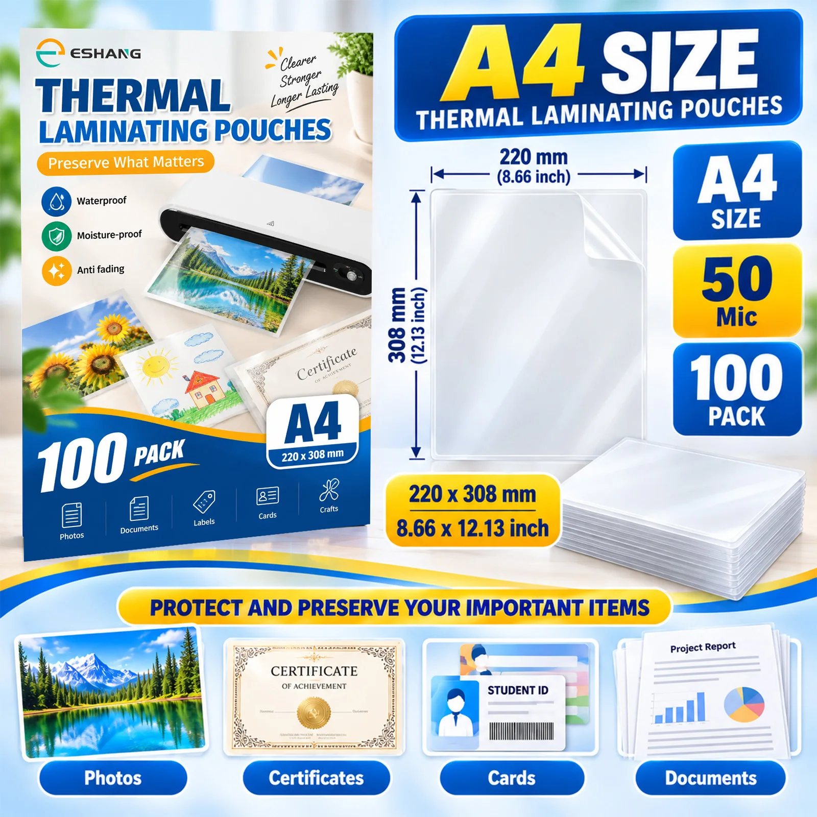 ESHANG A4 Thermal Laminating P - Document Laminator Pouch recension och pris
