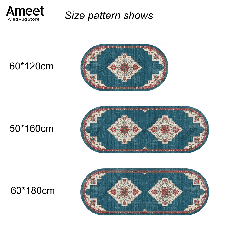 Hallway Runner Rug Vintage Persian Long Corridor Carpets Non-Slip Oval Bedside Carpet Living Room Bedroom Floor Mat Home Decor