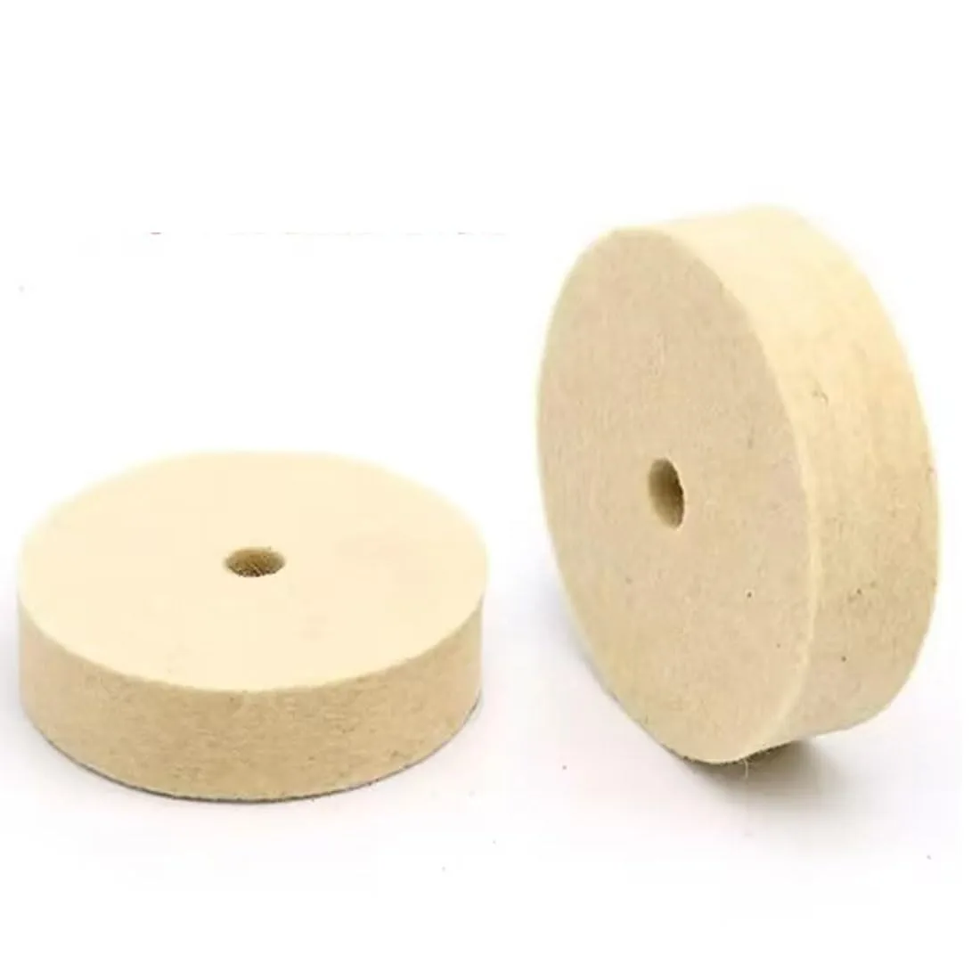 5 peças roda de polimento de lã comprimida de 3 polegadas (aproximadamente 7,6 cm), 3/8 polegadas (aproximadamente 1,9 cm) furo de ramo feltro de ovelha poli