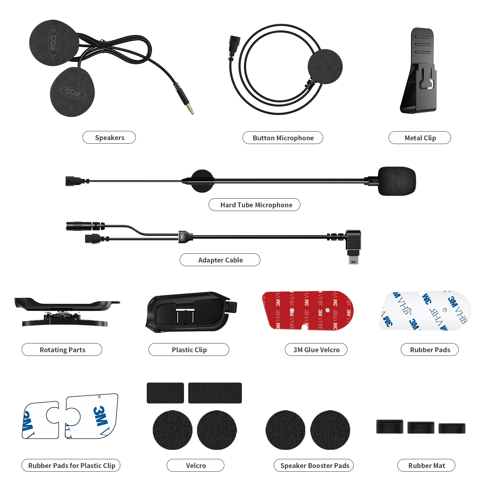 Fodsports Motorcycle Intercom Accessories Speakers Microphone for FX60C,Mounting Clamp