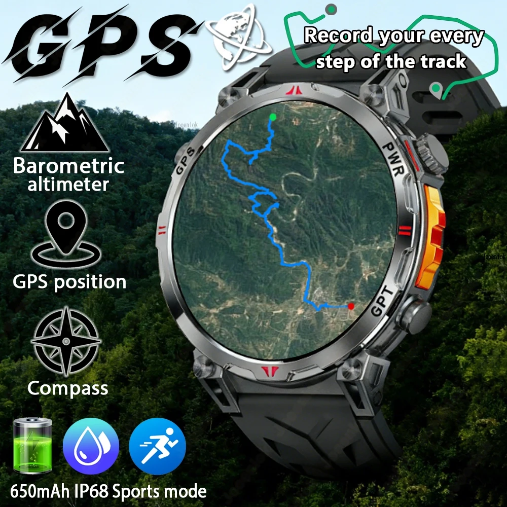 جديد T-Rex 3 GPS تحديد المواقع ساعة ذكية للرجال 10ATM IP69K مقاوم للماء البوصلة عالية الارتفاع HD دعوة الرياضة العسكرية Smartwatch #1