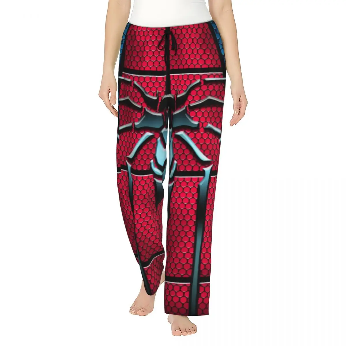 Custom Animated Anime Spider Man Pajama Pants Women's Spider Web Sleepwear Lounge Sleep Bottoms Stretch with Pockets