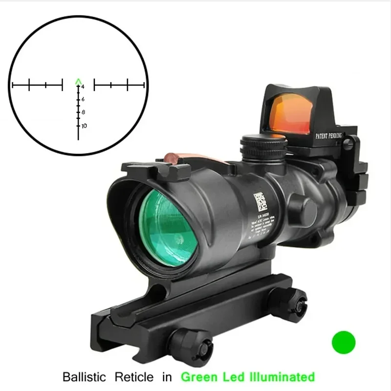 4X32 Real Fiber Optics Red Green Dot Illuminated Chevron Glass Etched Reticle Rifle Scope Hunting Sight