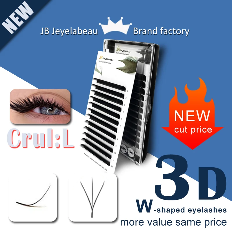 Professional 3D W Eyelashes Extension W Shape Lashes 12 Rows 3d False Eyelashes Individual Lashes Wholesale Custom Makeup