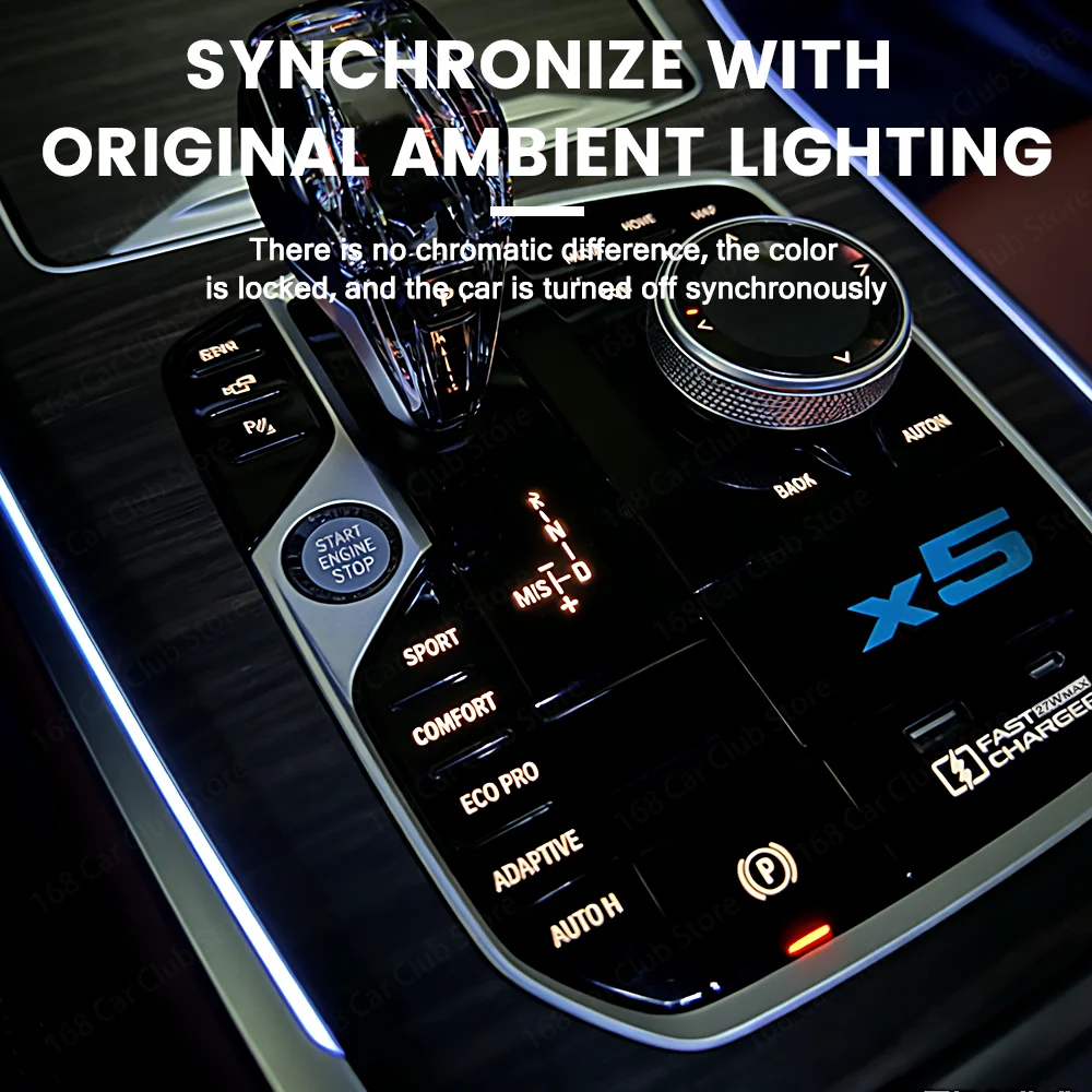 LED 11 Color Ambient Light Center Console Docking Station For BWM 3/4Series G20 G22 G26 G28 X3 X4 X5 Car Lnterior Modification 4