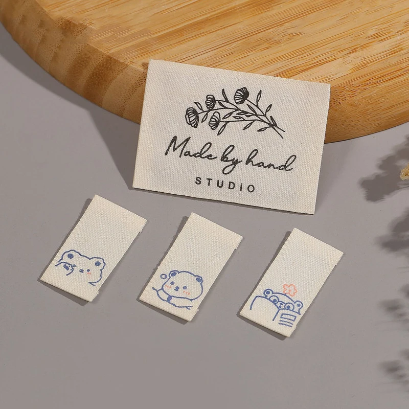 Custom Printed Private Logo Labels Sew On Cotton Labels Clothes Tshirt Cotton Tags 100% Organic Cotton Label For Baby Clothing