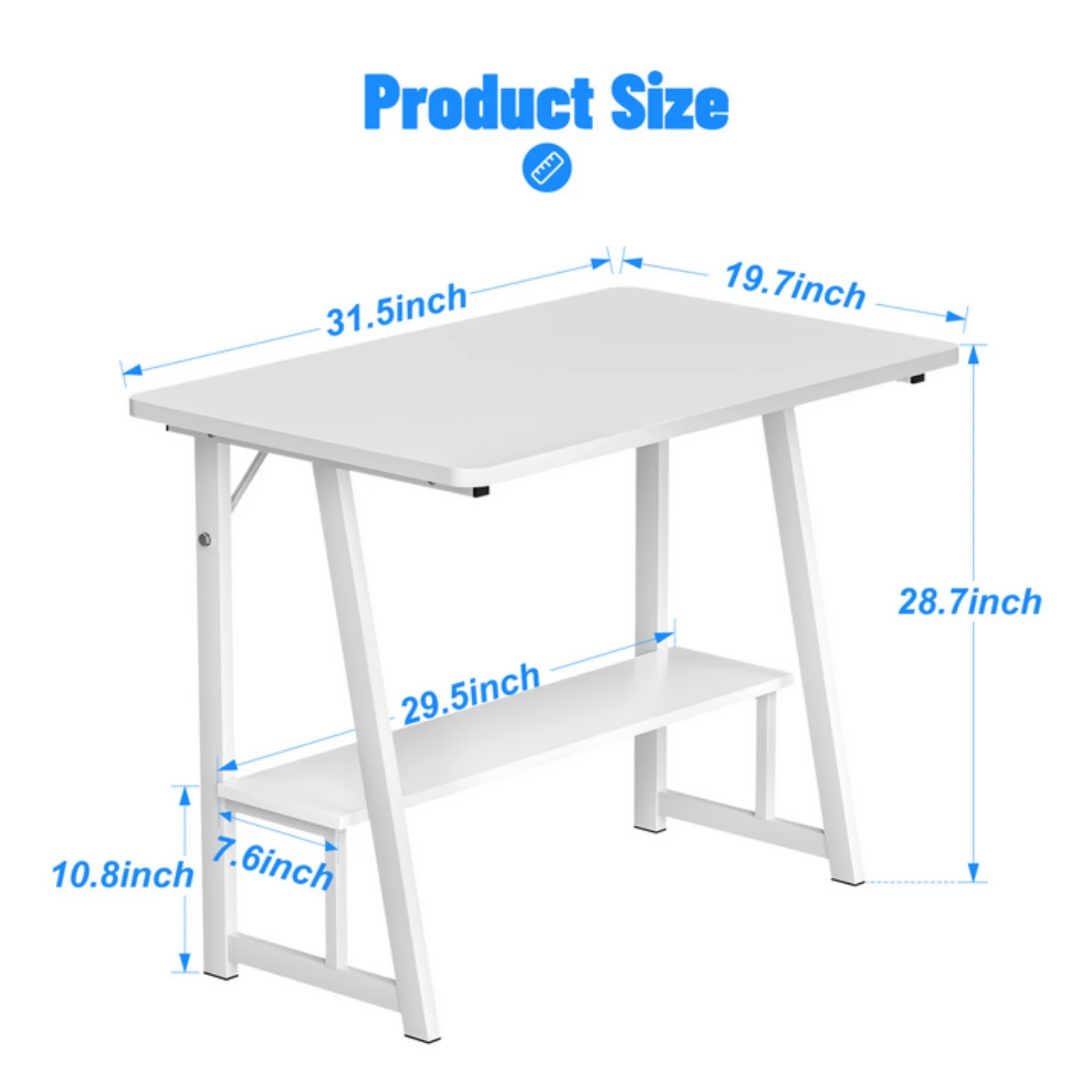Picture 7: Computer Desk with Storage Shelf, 80 x 50 x 73 cm, Small Table, Computer Workstation for Office/Home, Writing/Dining Table