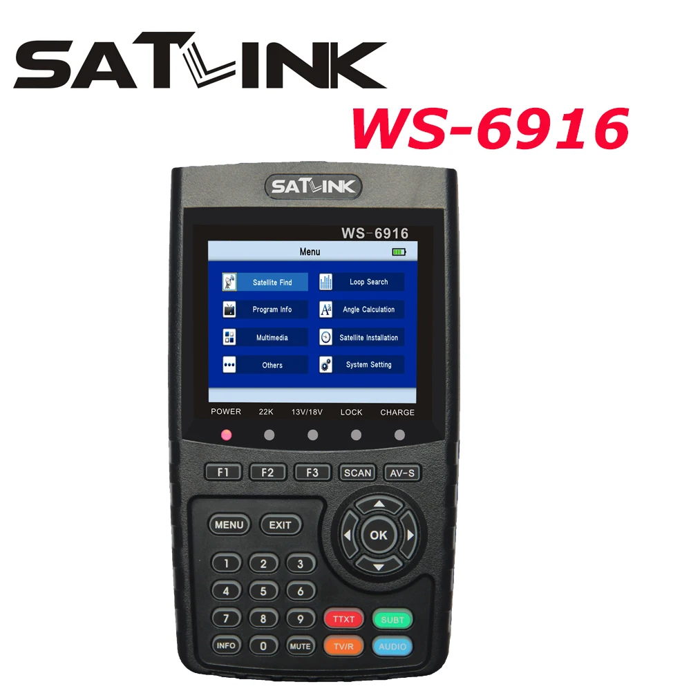 Satfinder DVB-S2X medidor buscador de satélite Digital MPEG-2/MPEG-4 H.265 WS 6916 Full HD H.264 con batería Lion WS-6916
