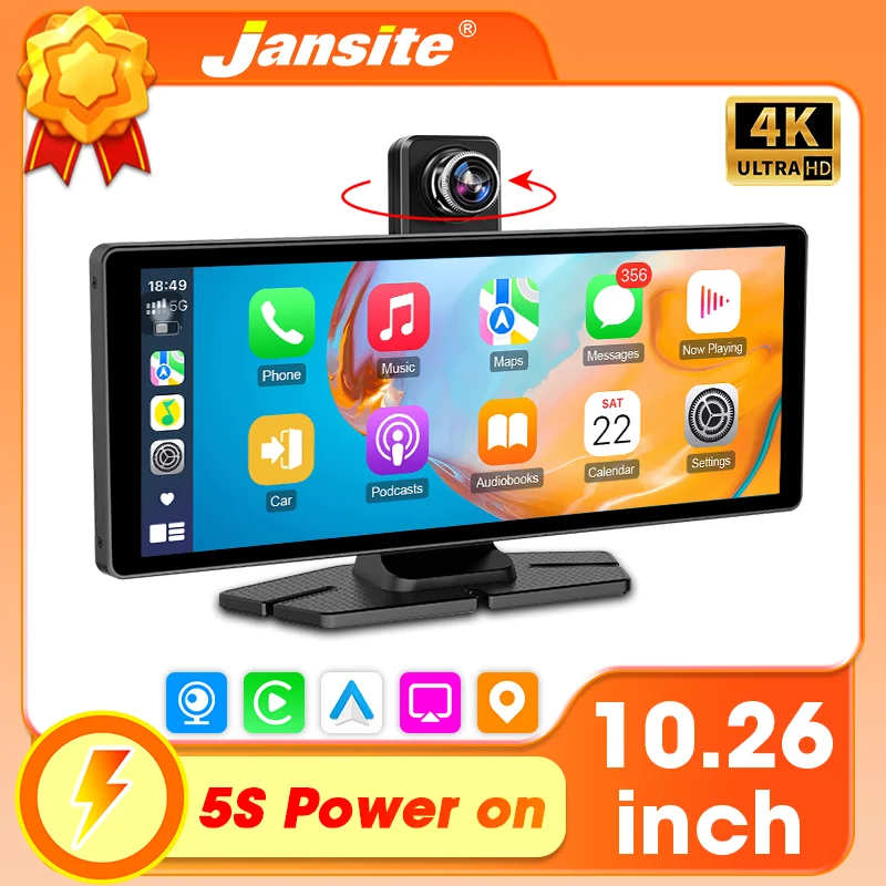 

10,26-дюймовый вращающийся объектив на 350 градусов 4K видеорегистратор беспроводной Carplay Android авто видеорегистратор видеорегистратор камера заднего вида приборная панель