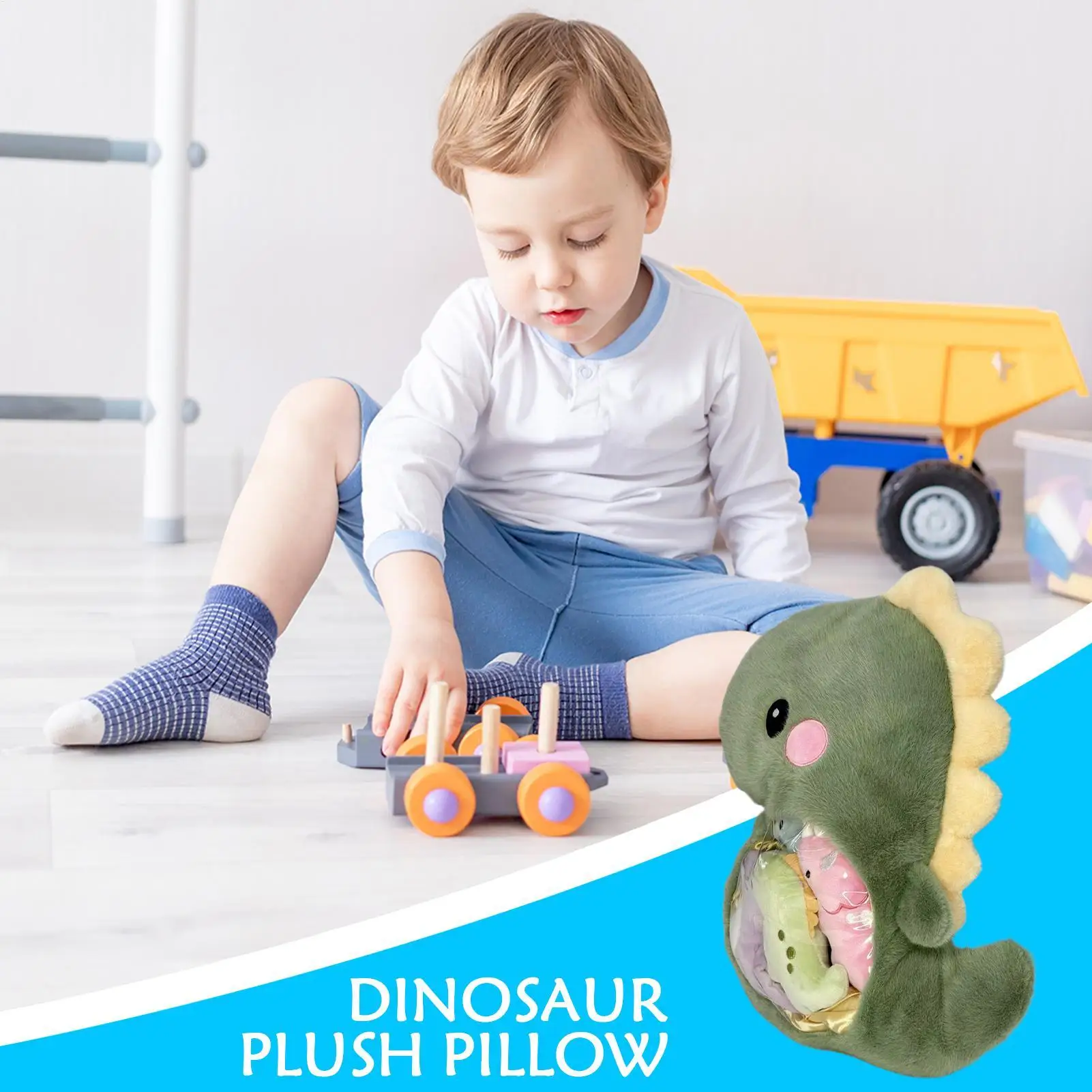 Oreiller en peluche dinosaure, Animal en peluche, poupée à câliner, décoration de pépinière, coussin pour canapé-lit, voiture