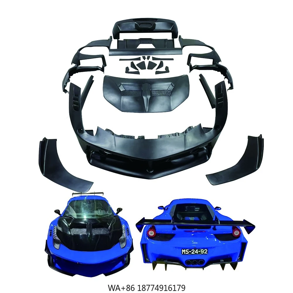 

Комплект кузова из стекловолокна в стиле LB GT для 458, передний бампер в сборе, спойлер заднего бампера, капот, расширитель крыла, комплект широкого корпуса