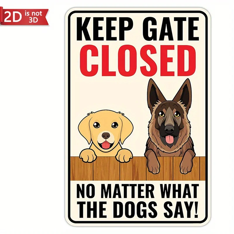علامة Venicor Dog Keep Gate المغلقة - 12 × 8 بوصة - علامة خارجية للكلاب على المباني - لافتة باب ترحيب على شكل كلب