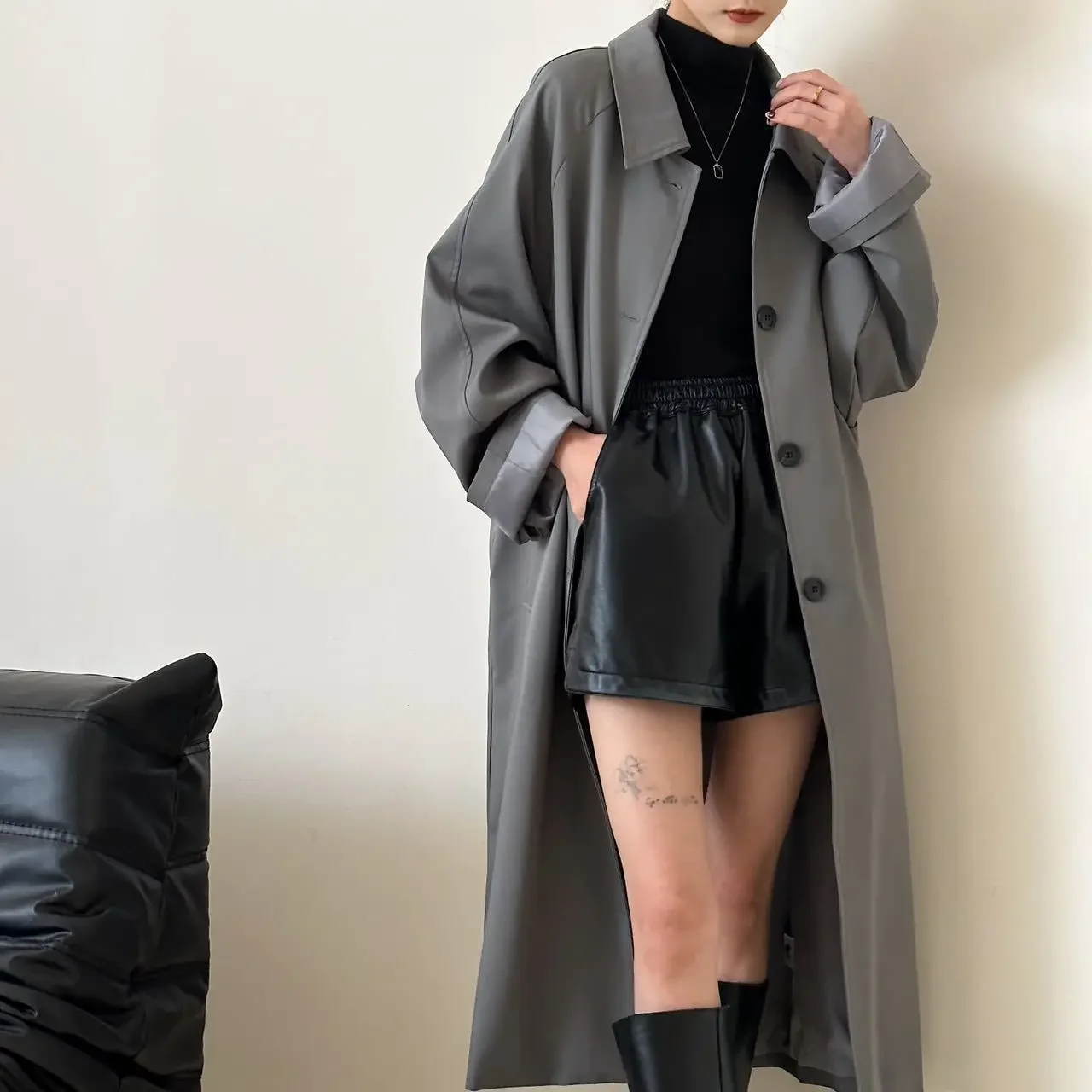 Spring and Autumn New Women's Windbreaker Coat Loose Commuter High Street Windbreaker