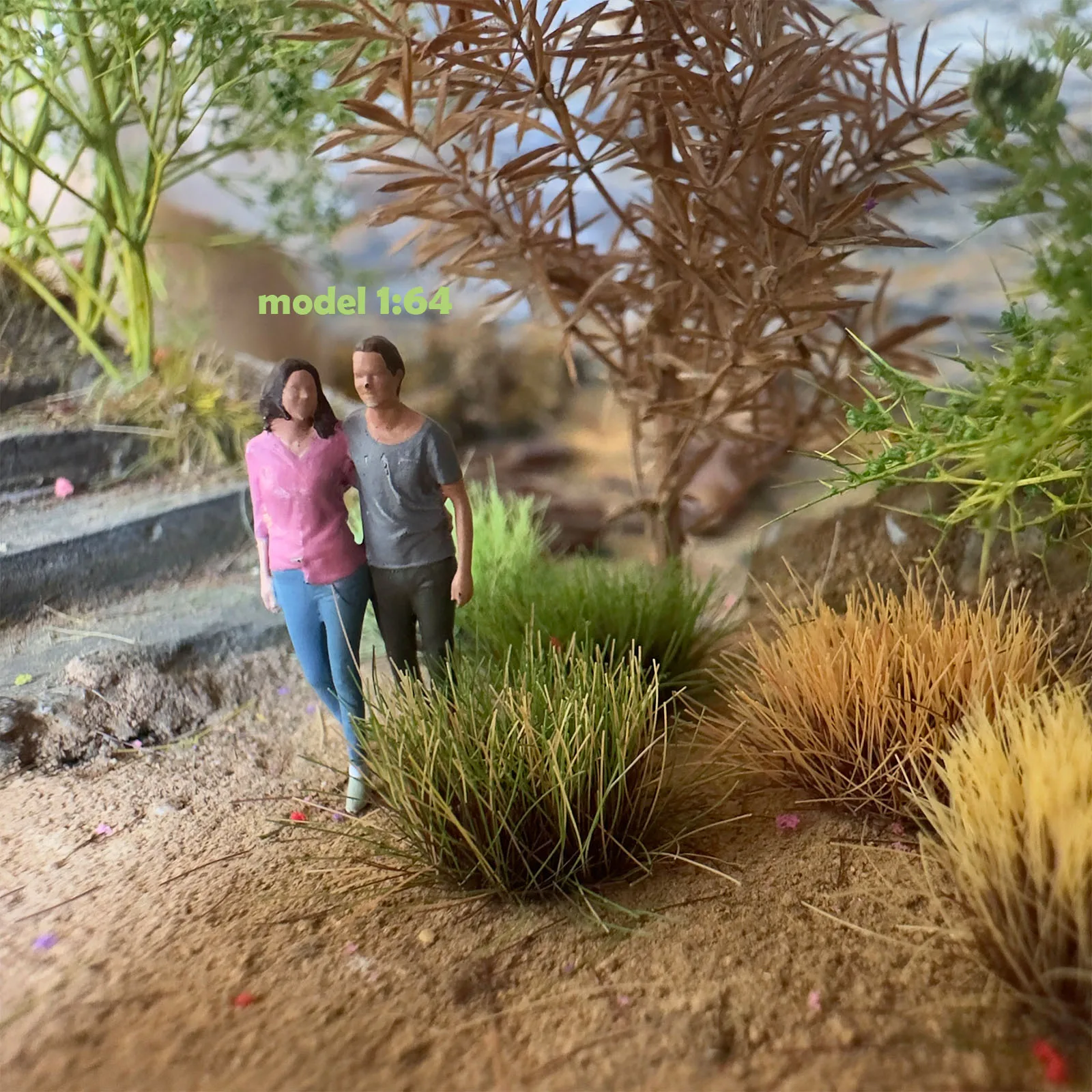 Grass Tufts and Miniature Flowers Cluster for Crafts,Diorama Grass Supplies,Model Grass Scene Accessories for Train Railroad