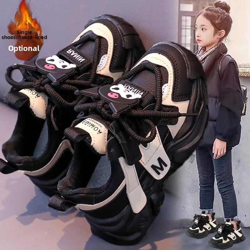 

2026 Kuromi Kids Winter Sneakers, Warm Fur Lined Casual Shoes, Fashion Chunky Dad Shoes for Boys & Girls